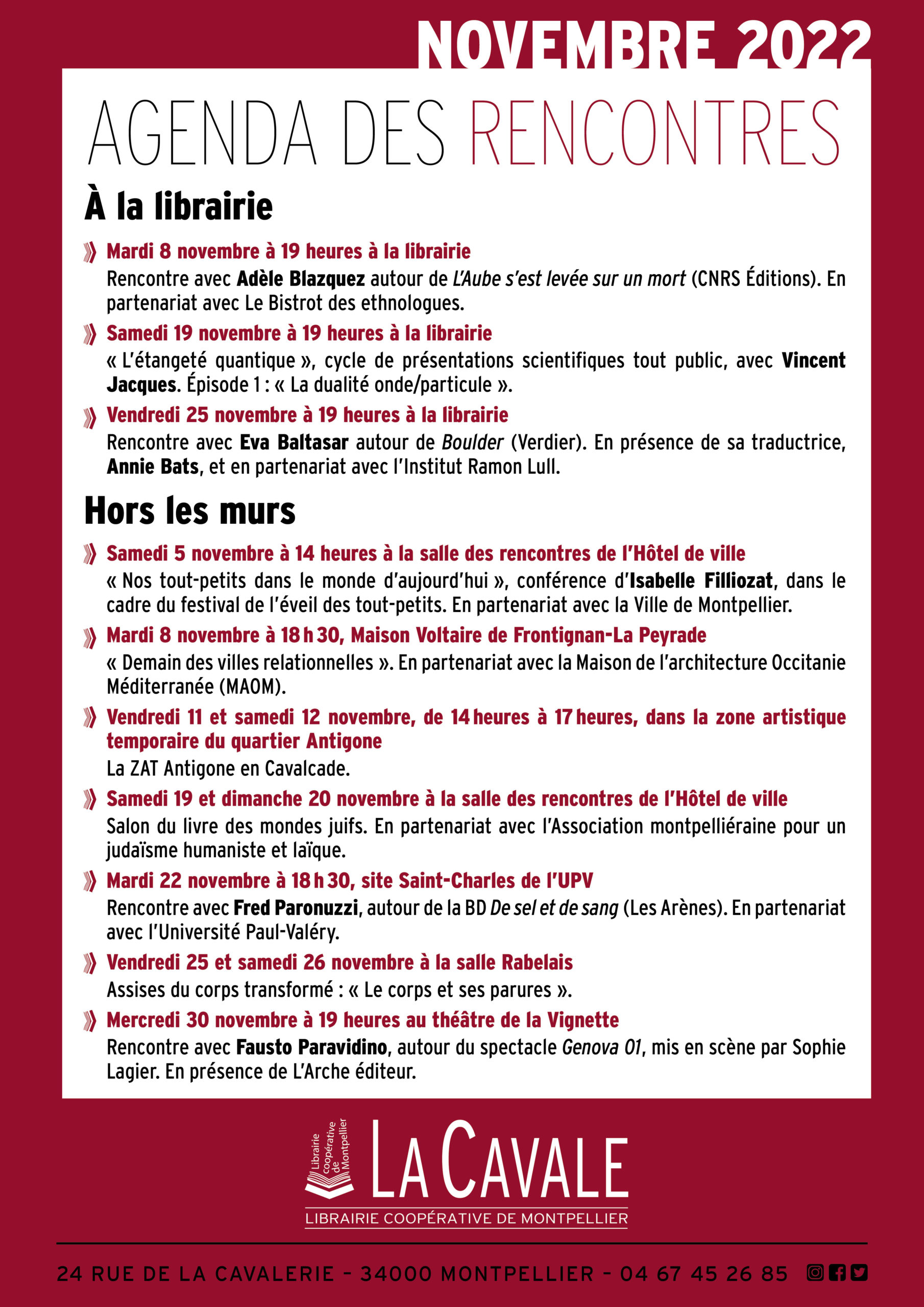 Agenda rencontres novembre 2022 FB